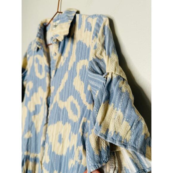 DIANE VON FURSTENBERG Blue Printed Shift Shirt Collar Neck Beata Dress Size 2 - Picture 9 of 12